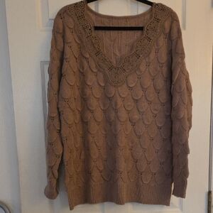 Tan Vneck Sweater Sz 2XL